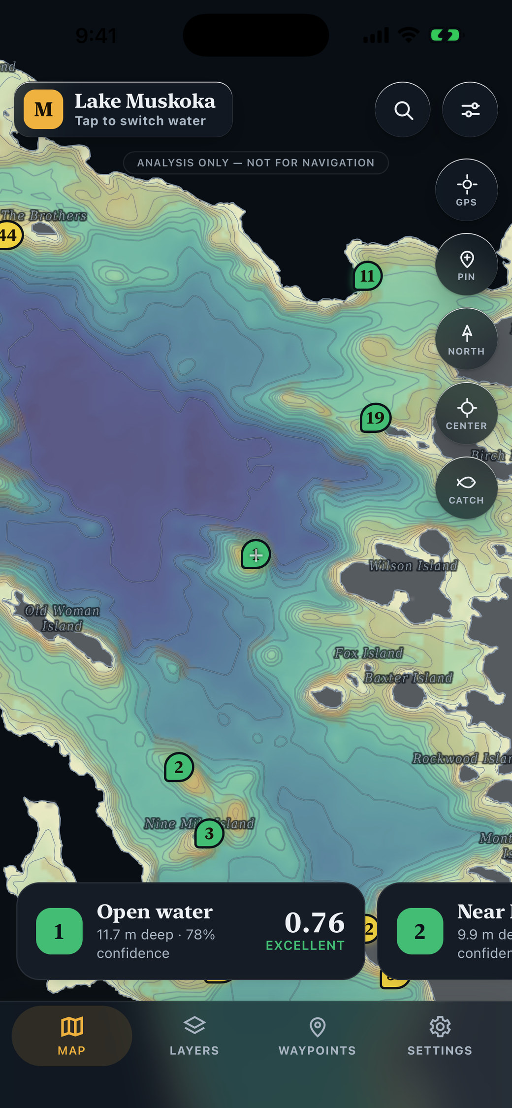 Anglers Edge Night Ops dark map for dawn and dusk fishing
